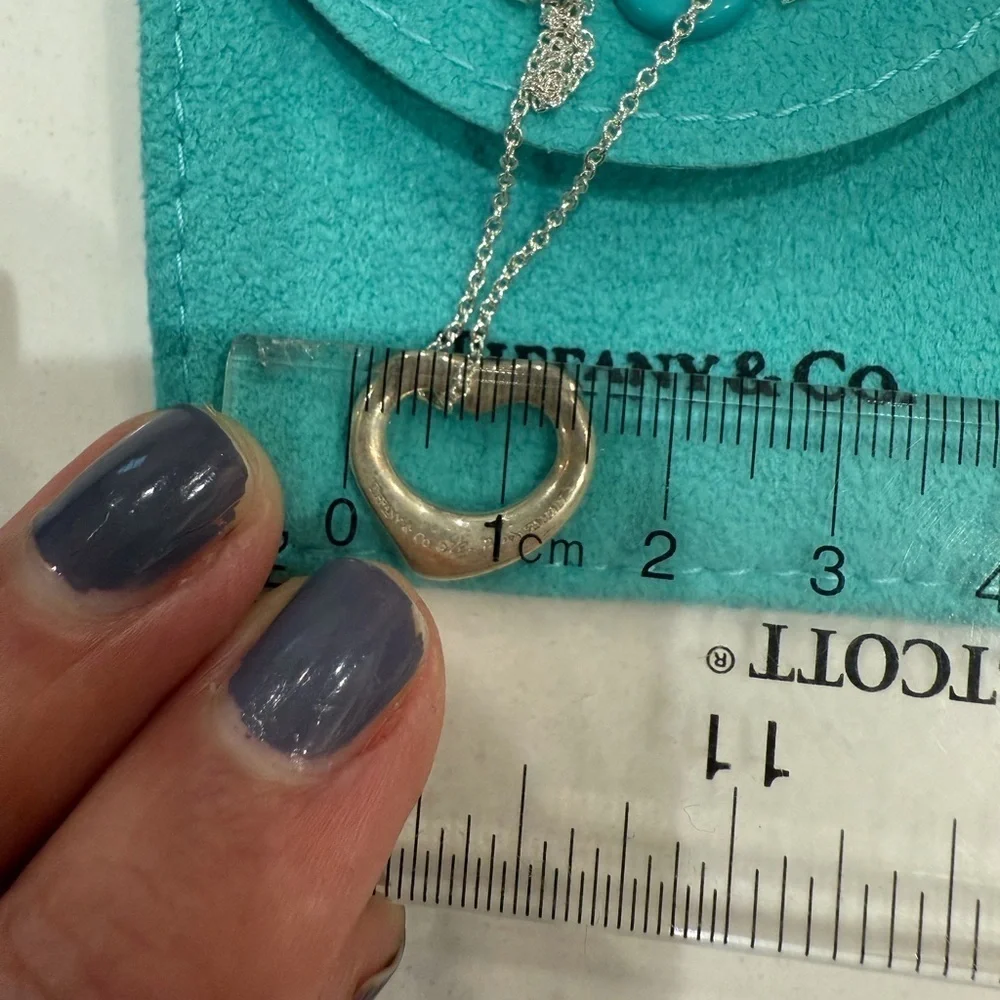 Tiffany Necklace Open Heart Elsa Peretti Sterling Silver .925 15mm heart 16in